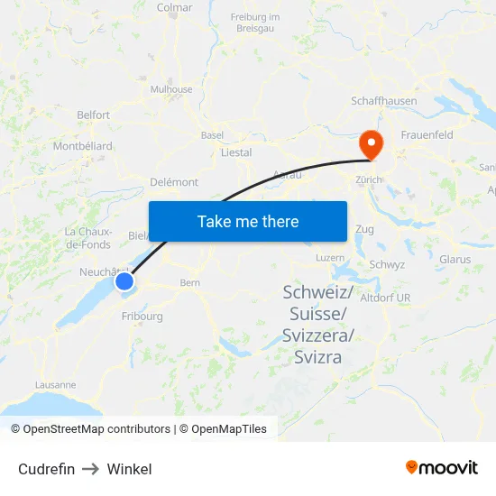 Cudrefin to Winkel map