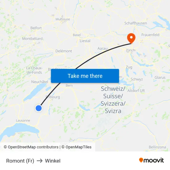 Romont (Fr) to Winkel map