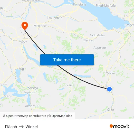 Fläsch to Winkel map