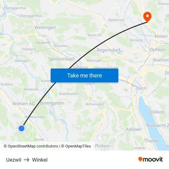 Uezwil to Winkel map