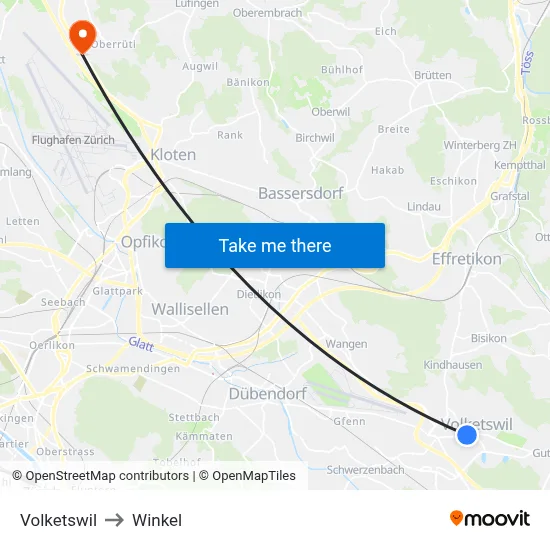 Volketswil to Winkel map
