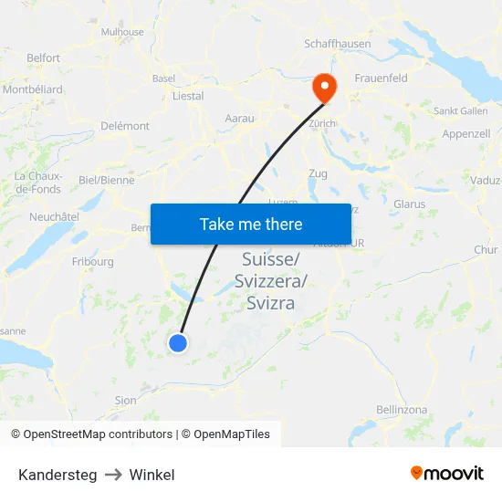 Kandersteg to Winkel map