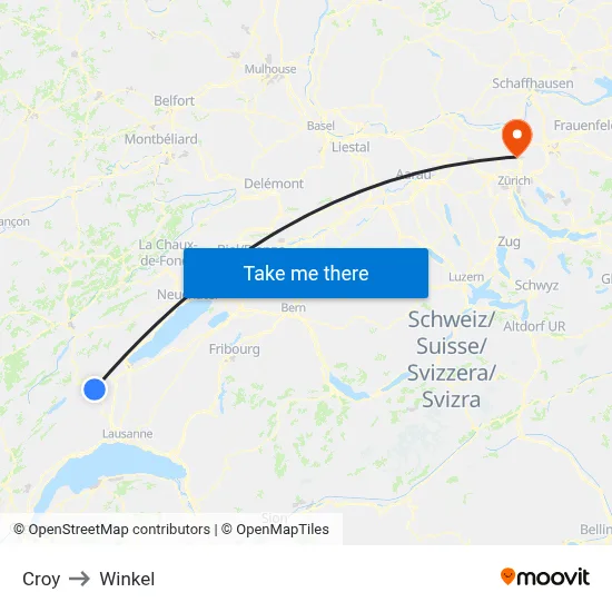 Croy to Winkel map