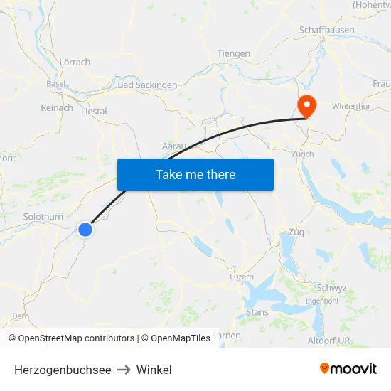 Herzogenbuchsee to Winkel map