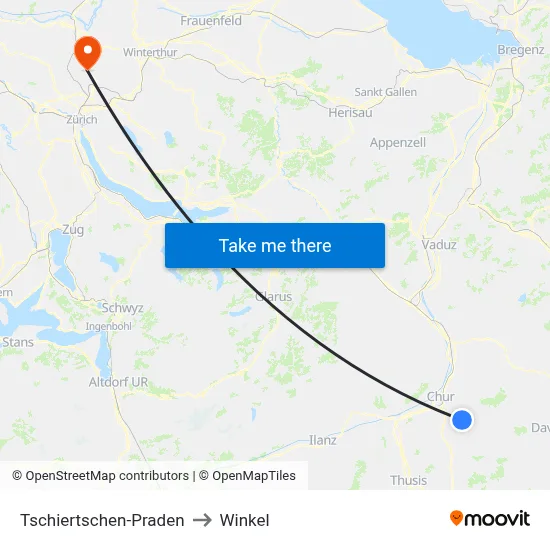 Tschiertschen-Praden to Winkel map