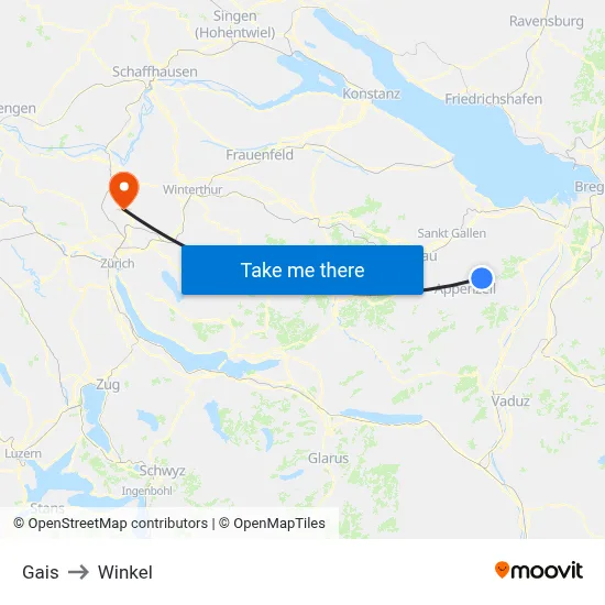 Gais to Winkel map