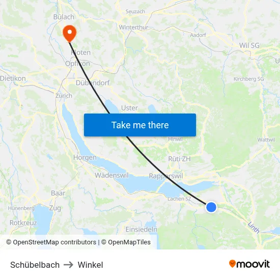 Schübelbach to Winkel map