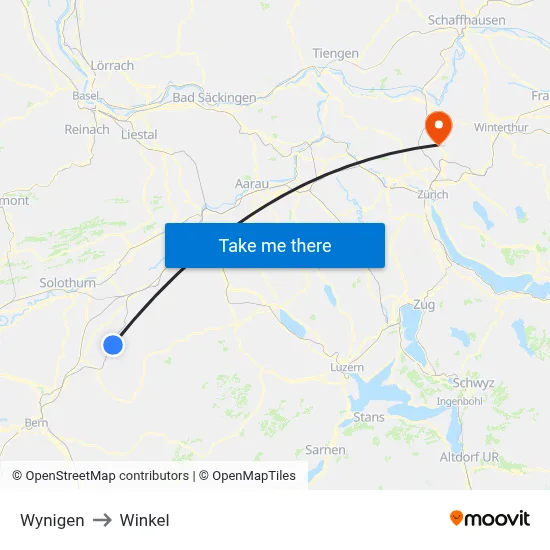 Wynigen to Winkel map