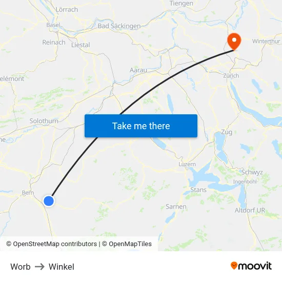 Worb to Winkel map