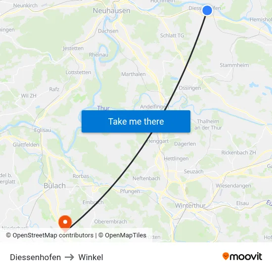 Diessenhofen to Winkel map