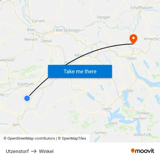 Utzenstorf to Winkel map
