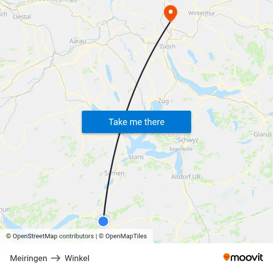 Meiringen to Winkel map