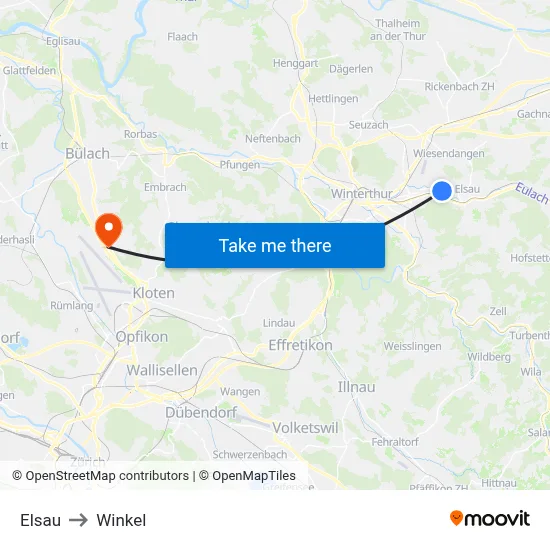 Elsau to Winkel map