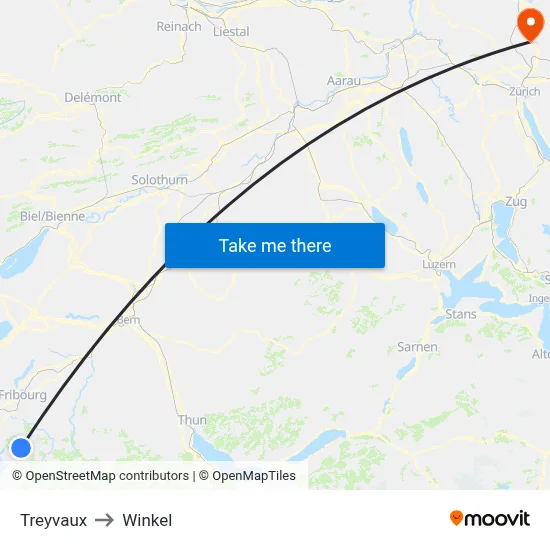Treyvaux to Winkel map
