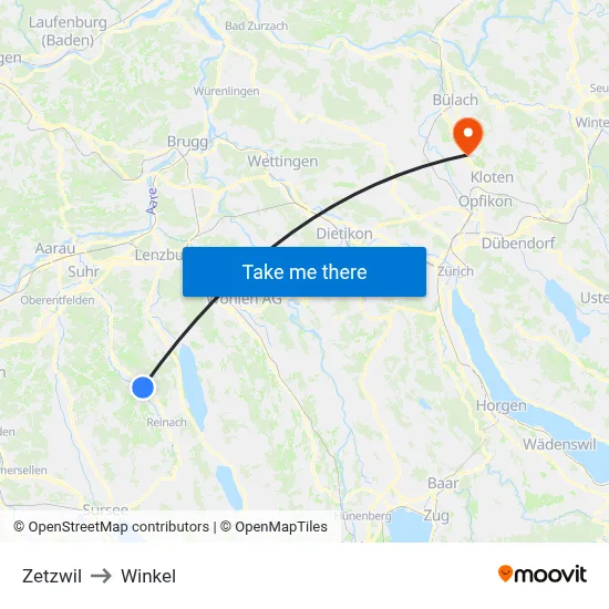 Zetzwil to Winkel map