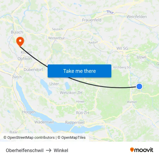 Oberhelfenschwil to Winkel map