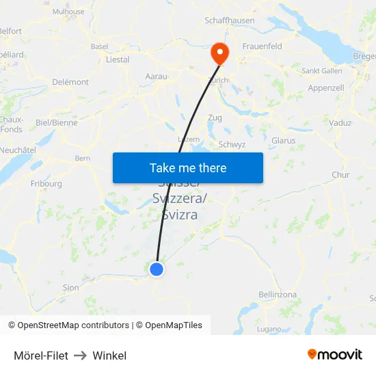 Mörel-Filet to Winkel map