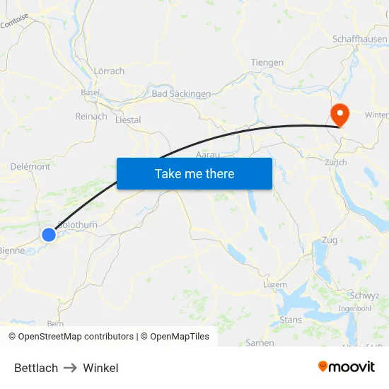 Bettlach to Winkel map