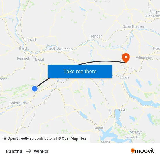 Balsthal to Winkel map