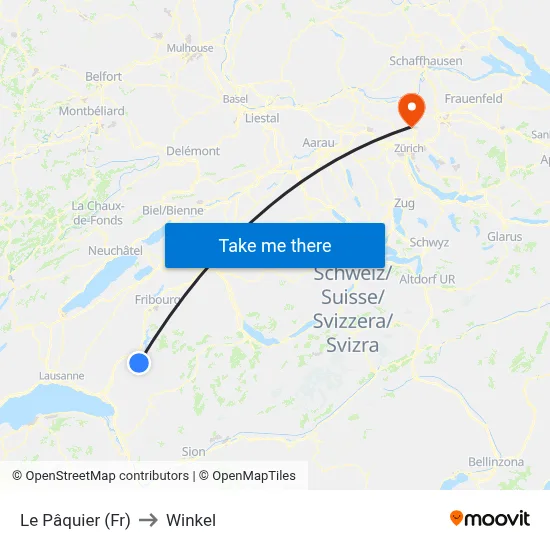 Le Pâquier (Fr) to Winkel map