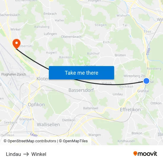 Lindau to Winkel map