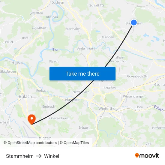 Stammheim to Winkel map