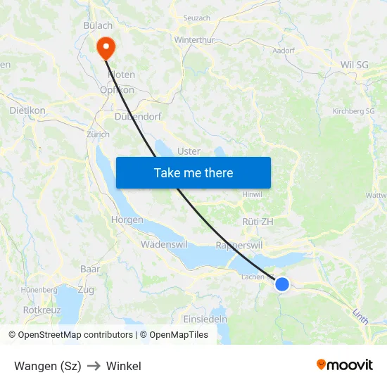 Wangen (Sz) to Winkel map