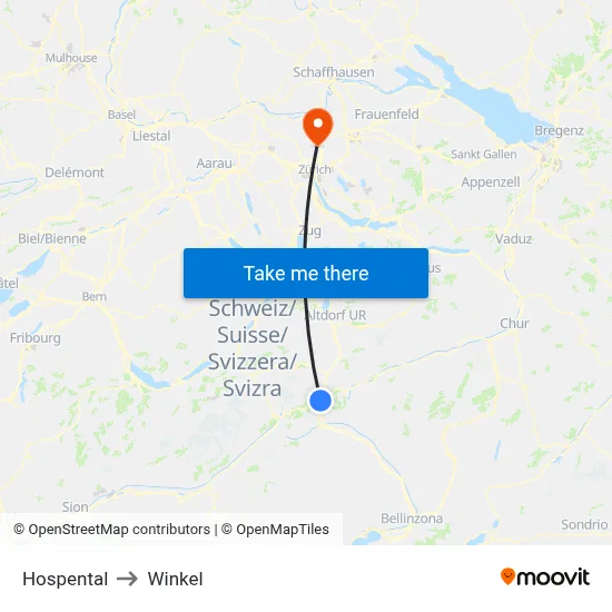 Hospental to Winkel map