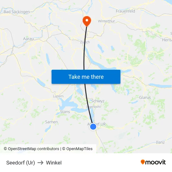 Seedorf (Ur) to Winkel map