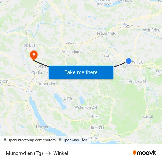 Münchwilen (Tg) to Winkel map