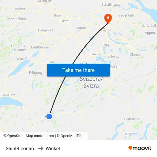 Saint-Léonard to Winkel map