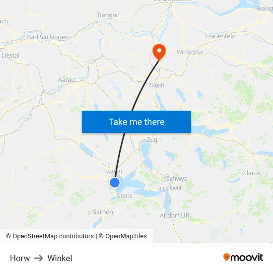 Horw to Winkel map
