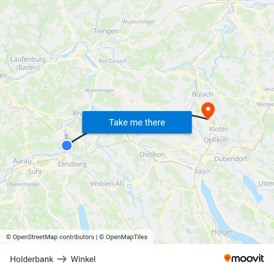 Holderbank to Winkel map