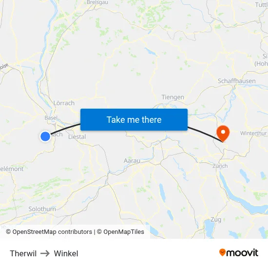 Therwil to Winkel map