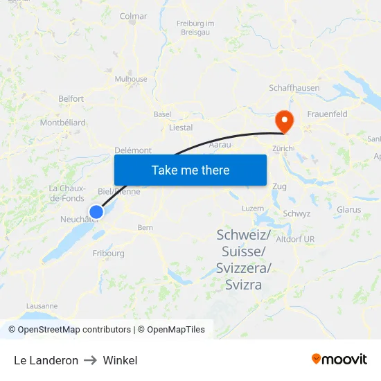 Le Landeron to Winkel map