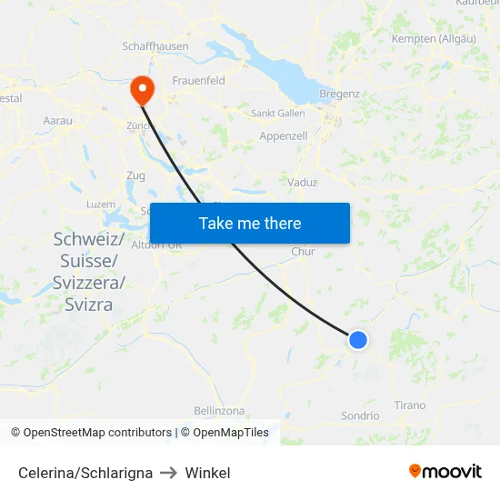 Celerina/Schlarigna to Winkel map