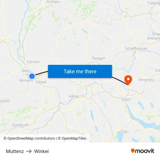 Muttenz to Winkel map