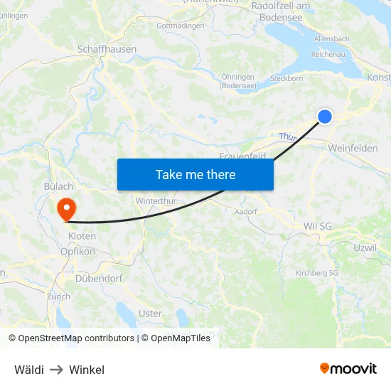 Wäldi to Winkel map