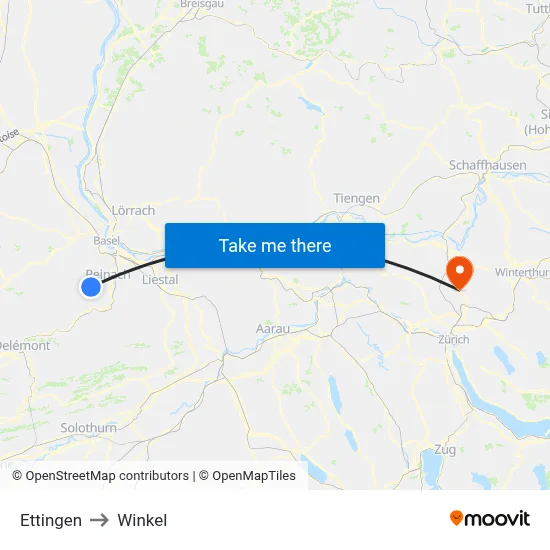 Ettingen to Winkel map