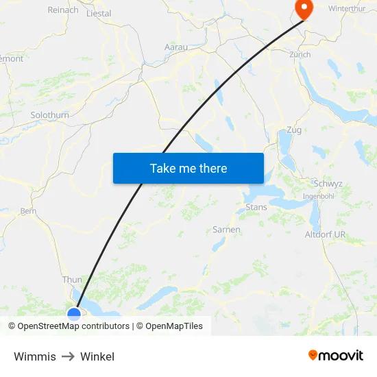 Wimmis to Winkel map