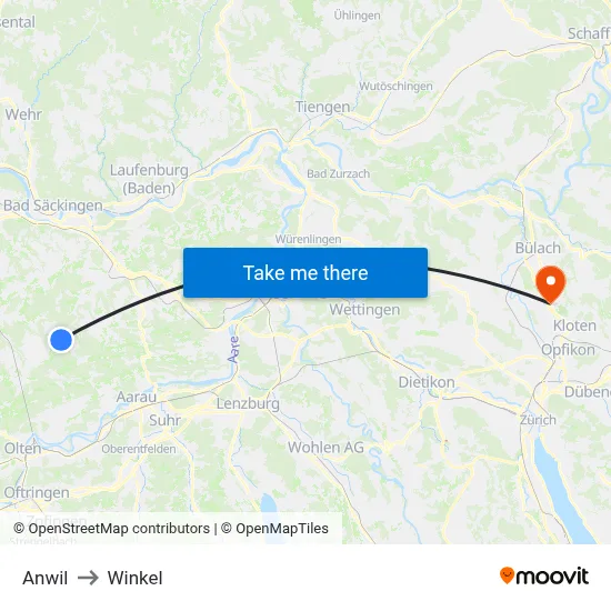 Anwil to Winkel map