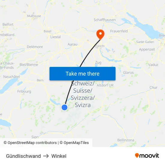 Gündlischwand to Winkel map