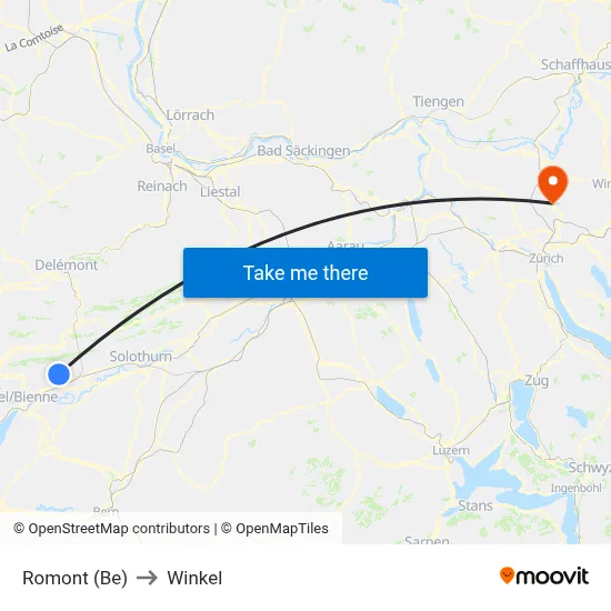 Romont (Be) to Winkel map