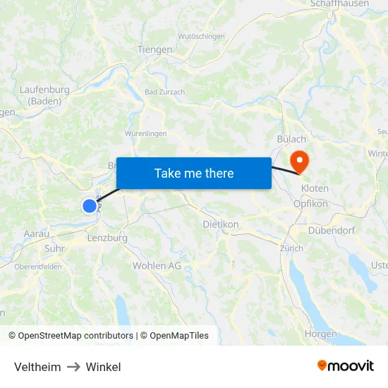 Veltheim to Winkel map