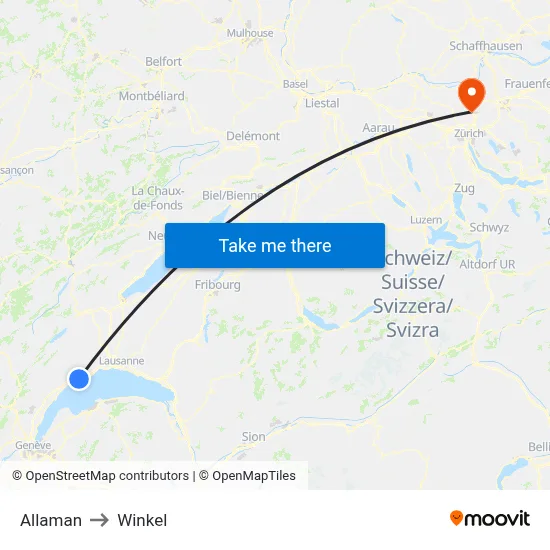 Allaman to Winkel map