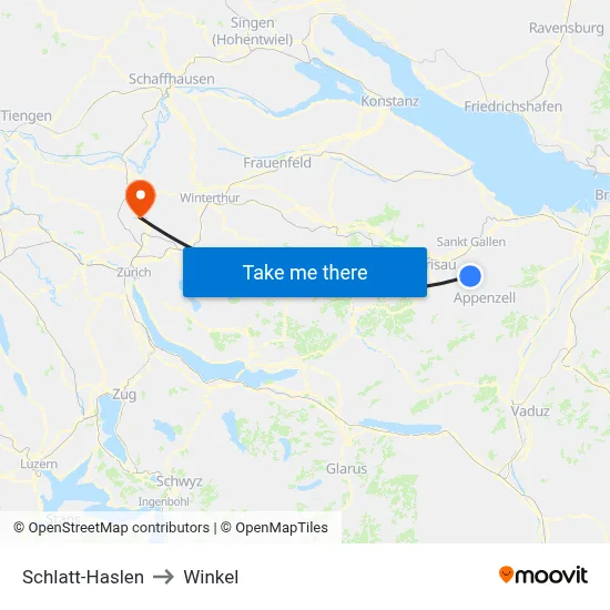 Schlatt-Haslen to Winkel map