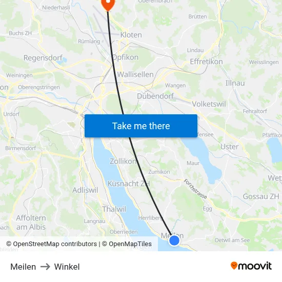 Meilen to Winkel map