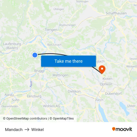 Mandach to Winkel map