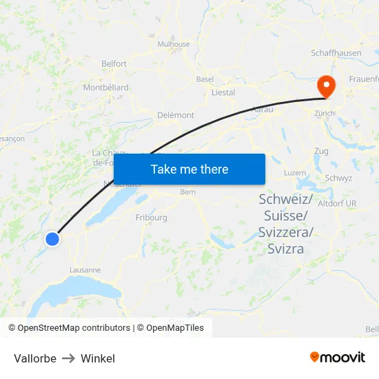 Vallorbe to Winkel map
