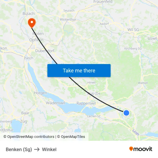 Benken (Sg) to Winkel map
